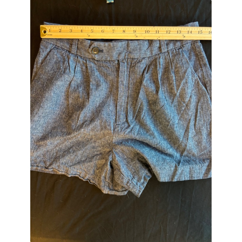 Banana Republic Blue Herringbone Chambray Linen Cotton Shorts Size 8 4in Inseam